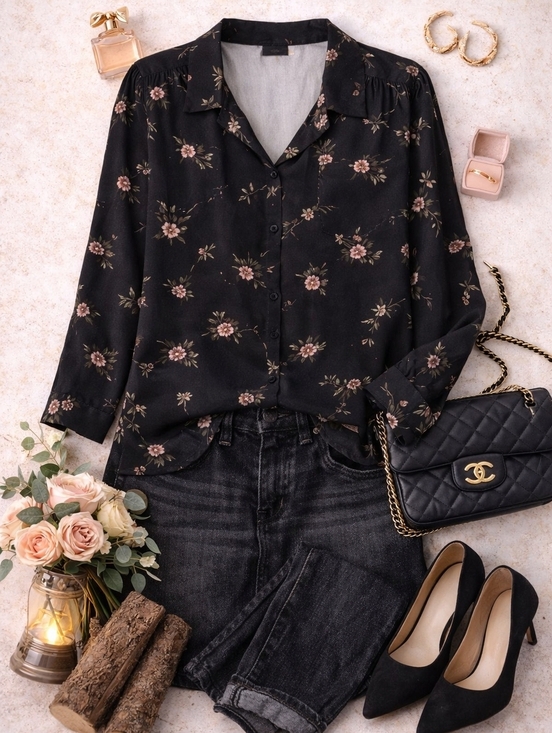 Mevo Concept Tops - NWT Mevo Concept Floral Button Front Blouse | Size 42 | Made in Turkey